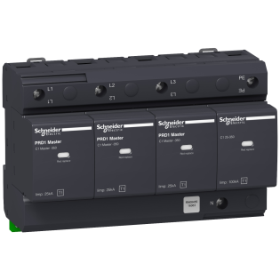 Schneider Electric 16363, Acti 9 PRD1 Master, Kartuşlu Tip, AG Parafudr, 3 Kutup+Nötr, Tip 1, B Sınıfı, 35 kA