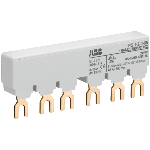 ABB 1SAM201906R1102, PS1-2-0-65, 2 Adet MS116-MS132-MO132 Motor Koruma Şalteri için Besleme Barası, 65 Amper