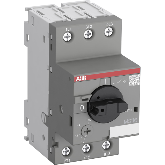 ABB 1SAM250000R1006, MS116-1.6, MS116 Serisi, 1-1.6 Amper, 0.55 kW, Motor Koruma Şalteri, 50 kA