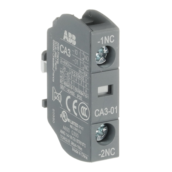 ABB 1SBN011010T1001, CA3-01, AS Serisi, Mini Kontatörler İçin Yardımcı Kontak Blok, 1NK