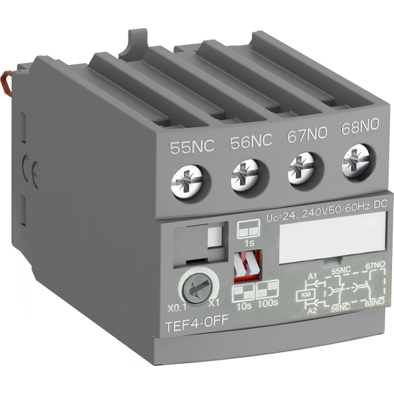 ABB 1SBN020114R1000, TEF4-OFF, AF Serisi, AF09-AF38 ve NF Kontaktörler için Düşmede Gecikmeli Elektronik Zaman Rölesi, 0.1-100 sn