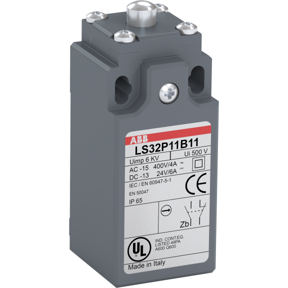 ABB 1SBV010311R1211, LS32P11B11, Komple Plastik Nihayet Şalteri, Doğrusal Hareketli Kafa, Metal Pim, 1NA+1NK