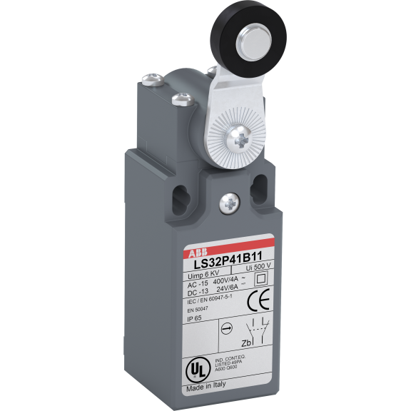 ABB 1SBV010341R1211, LS32P41B11, Komple Plastik Nihayet Şalteri, Açısal Hareketli Kafa, Termoplastik Makaralı Kol, 1NA+1NK