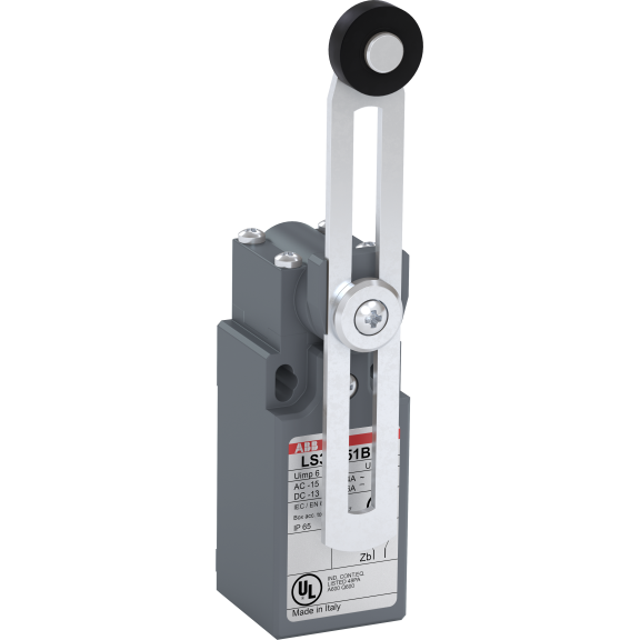 ABB 1SBV010351R1211, LS32P51B11, Komple Plastik Nihayet Şalteri, Açısal Hareketli Kafa, Uzunluğu Ayarlanabilir Termoplastik Makaralı Kol, 1NA+1NK