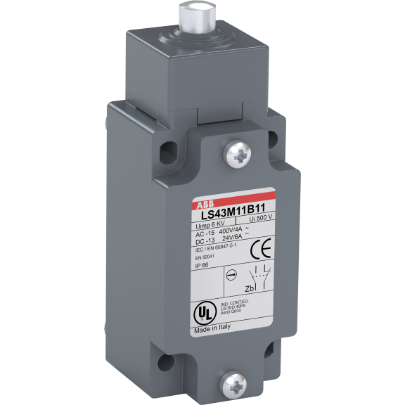 ABB 1SBV011111R1211, LS40M11B11, Komple Metal Nihayet Şalteri, Doğrusal Hareketli Kafa, Metal Pim, 1NA+1NK