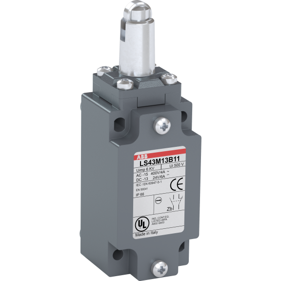 ABB 1SBV011113R1211, LS40M13B11, Komple Metal Nihayet Şalteri, Doğrusal Hareketli Kafa, Çelik Makaralı Pim, 1NA+1NK