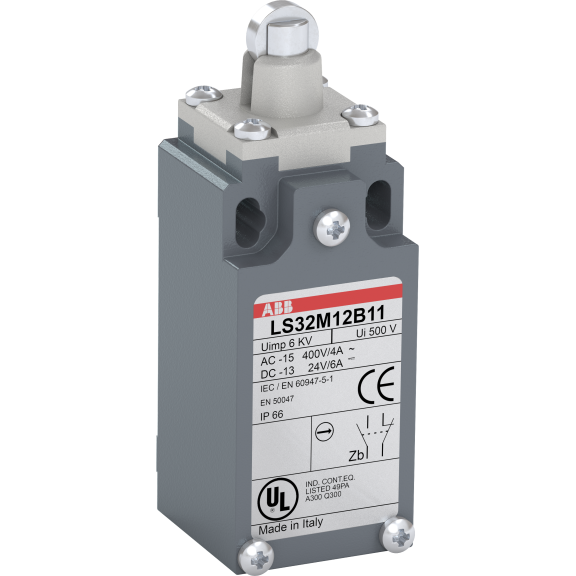 ABB 1SBV011912R1211, LS32M12B11, Komple Metal Nihayet Şalteri, Doğrusal Hareketli Kafa, Çelik Makaralı Pim, 1NA+1NK