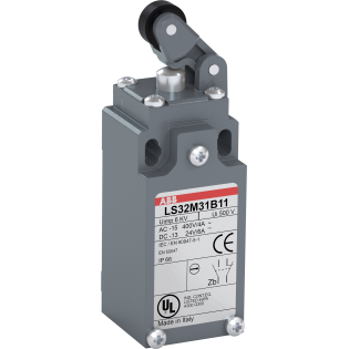 ABB 1SBV011931R1211, LS32M31B11, Komple Metal Nihayet Şalteri, Doğrusal Hareketli Kafa, Yatay Yönde Hareketli Termoplastik Makaralı Kol, 1NA+1NK