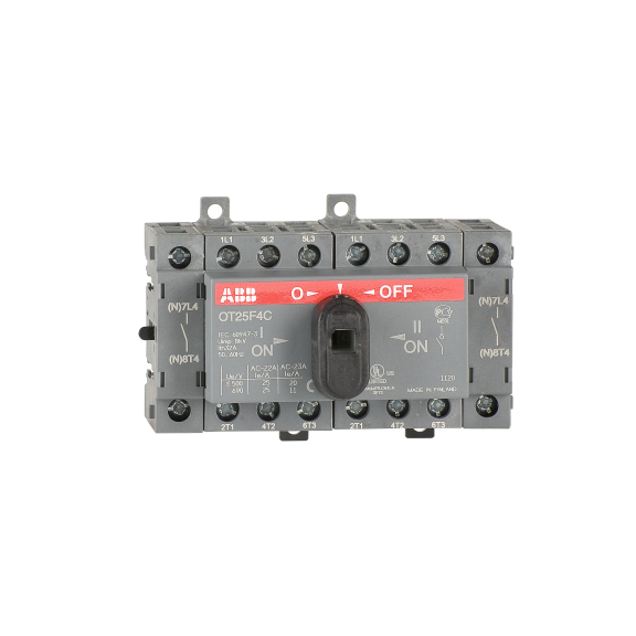 ABB 1SCA104877R1001, OT25F4C, 25 Amper, 4 Kutuplu, Manuel Transfer Şalteri, 1-0-2 Konumlu