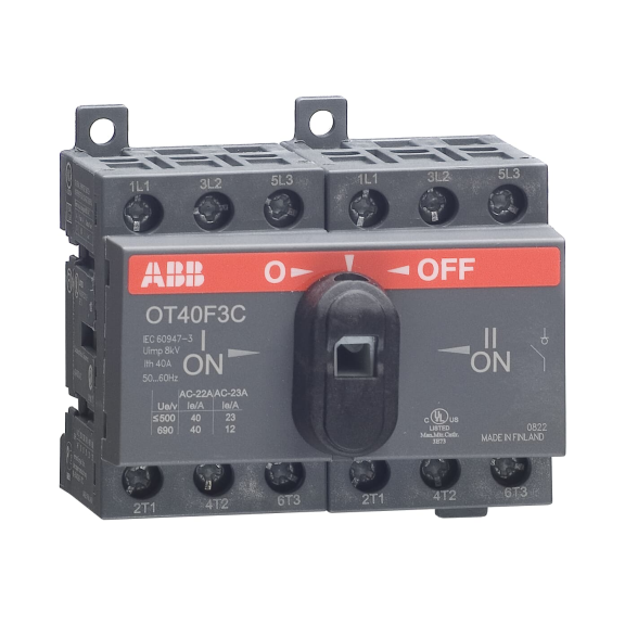 ABB 1SCA104913R1001, OT40F3C, 40 Amper, 3 Kutuplu, Manuel Transfer Şalteri, 1-0-2 Konumlu