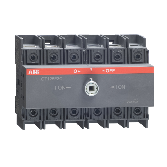 ABB 1SCA105037R1001, OT125F3C, 125 Amper, 3 Kutuplu, Manuel Transfer Şalteri, 1-0-2 Konumlu