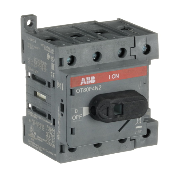 ABB 1SCA105413R1001, OT80F4N2, OT Serisi, 80 Amper, 4 Kutuplu, Sigortasız Yük Ayırıcı, 2.1kA