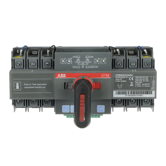 ABB 1SCA151422R1001, OTM63F2C21D230C, Compact ATS, 63 Amper, 2 Kutuplu, Otomatik Transfer Şalteri, Ayarlanabilir Tip, Şebeke-Şebeke veya Şebeke-Jeneratör