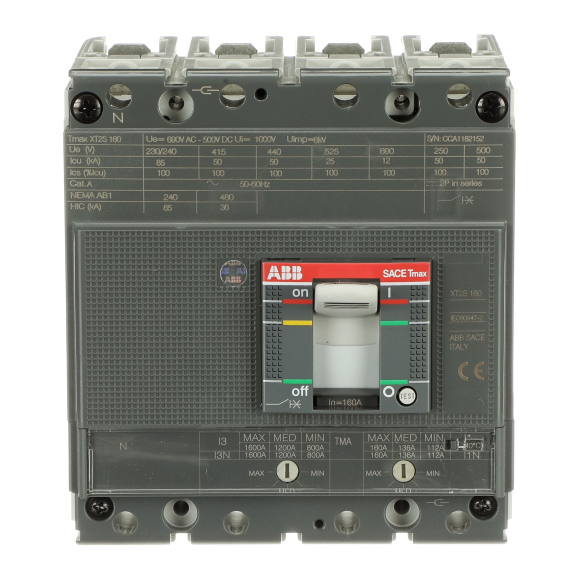 ABB 1SDA067583R1, Tmax XT, 112-160 Amper, 4 Kutuplu, 50 kA, Kompakt Şalter, XT2S 160, TMA, In=160A, 4p