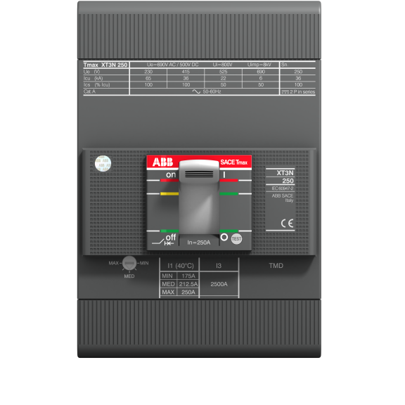 ABB 1SDA068059R1, Tmax XT, 175-250 Amper, 3 Kutuplu, 36 kA, Kompakt Şalter, XT3N 250, TMD, In=250A