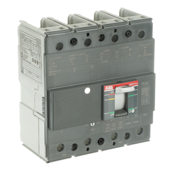 ABB 1SDA068069R1, Tmax XT, 140-200 Amper, 4 Kutuplu, 36 kA, Kompakt Şalter, XT3N 250, TMD, In=200A, 4p