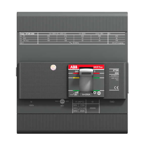 ABB 1SDA068070R1, Tmax XT, 175-250 Amper, 4 Kutuplu, 36 kA, Kompakt Şalter, XT3N 250, TMD, In=250A, 4p