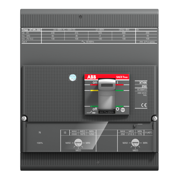 ABB 1SDA068362R1, Tmax XT, 140-200 Amper, 4 Kutuplu, 70 kA, Kompakt Şalter, XT3H 250, TMD, In=200A, 4p