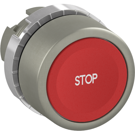 ABB 1SFA187147R9501, P9MPNRG201, Metal Seri, Kırmızı, Stop Yazılı Yaylı Buton Kafası, 22mm