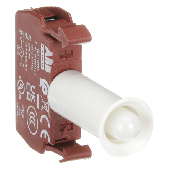 ABB 1SFA197007R1045, P9PLNVJB, Metal Seri Işıklı Butonlar ve Sinyal Lambaları için LED Bloğu, Beyaz, 120 Volt AC
