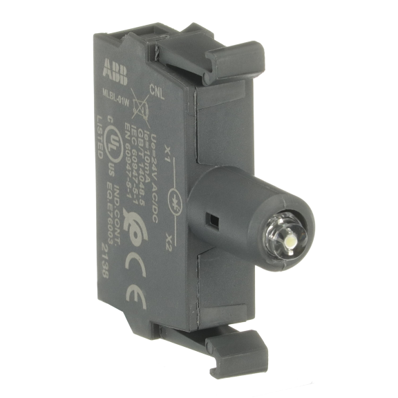 ABB 1SFA611621R1015, MLBL-01W, Plastik Seri Işıklı Butonlar ve Sinyal Lambaları için LED Bloğu, Beyaz, 24 Volt AC/DC