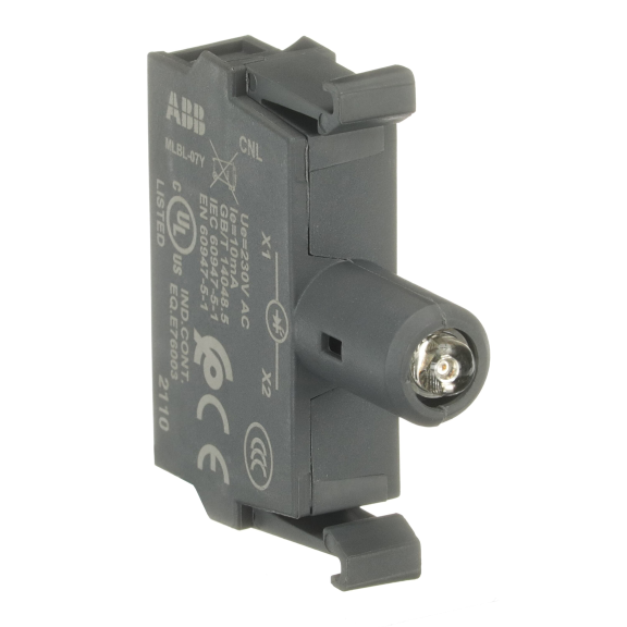 ABB 1SFA611621R1073, MLBL-07Y, Plastik Seri Işıklı Butonlar ve Sinyal Lambaları için LED Bloğu, Sarı, 230 Volt AC