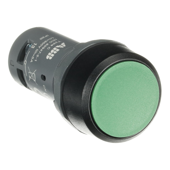 ABB 1SFA619100R1072, CP1-10G-11, Kompakt Seri, Yeşil, Monoblok Yaylı Buton, 1NA+1NK, 22mm