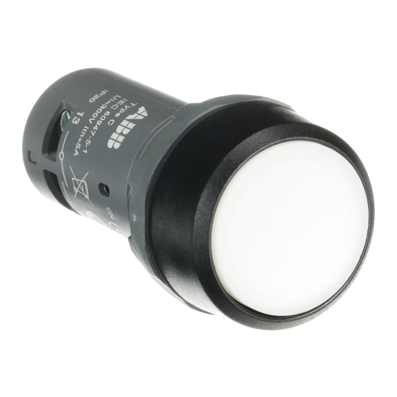 ABB 1SFA619100R1075, CP1-10W-11, Kompakt Seri, Beyaz, Monoblok Yaylı Buton, 1NA+1NK, 22mm