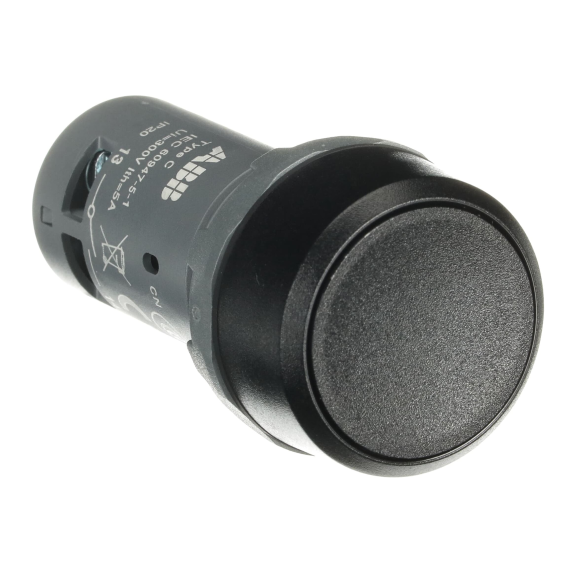 ABB 1SFA619100R1076, CP1-10B-11, Kompakt Seri, Siyah, Monoblok Yaylı Buton, 1NA+1NK, 22mm