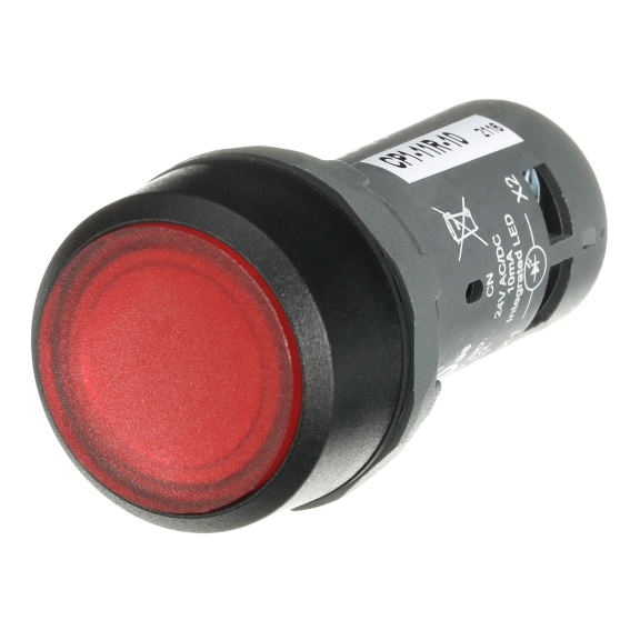ABB 1SFA619100R1111, CP1-11R-10, Kompakt Seri, Kırmızı, Monoblok Işıklı Yaylı Düz Kafalı Buton, 24 Volt AC/DC, 1NA, 22mm
