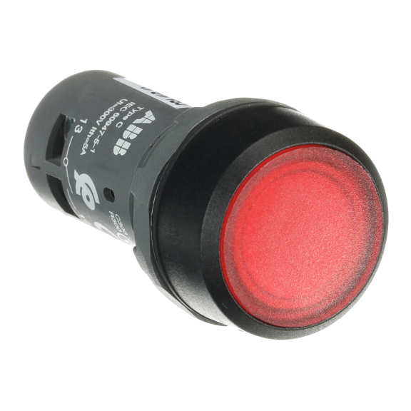 ABB 1SFA619100R1111, CP1-11R-10, Kompakt Seri, Kırmızı, Monoblok Işıklı Yaylı Düz Kafalı Buton, 24 Volt AC/DC, 1NA, 22mm