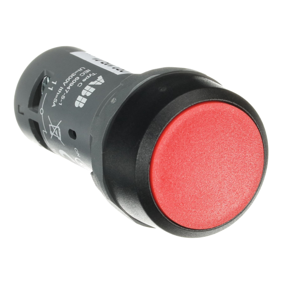ABB 1SFA619101R1041, CP2-10R-01, Kompakt Seri, Kırmızı, Monoblok Kalıcı Buton, 1NK, 22mm