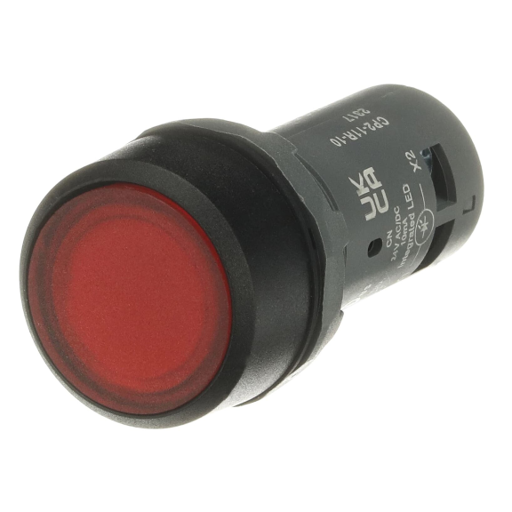 ABB 1SFA619101R1111, CP2-11R-10, Kompakt Seri, Kırmızı, Monoblok Işıklı Kalıcı Düz Kafalı Buton, 24 Volt AC/DC, 1NA, 22mm