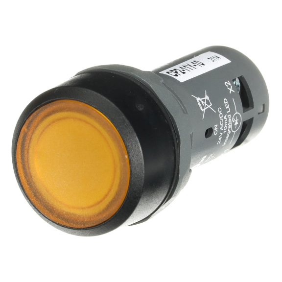 ABB 1SFA619101R1113, CP2-11Y-10, Kompakt Seri, Sarı, Monoblok Işıklı Kalıcı Düz Kafalı Buton, 24 Volt AC/DC, 1NA, 22mm