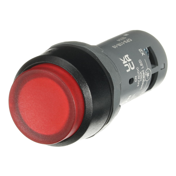 ABB 1SFA619102R1111, CP3-11R-10, Kompakt Seri, Kırmızı, Monoblok Işıklı Yaylı Çıkık Kafalı Buton, 24 Volt AC/DC, 1NA, 22mm