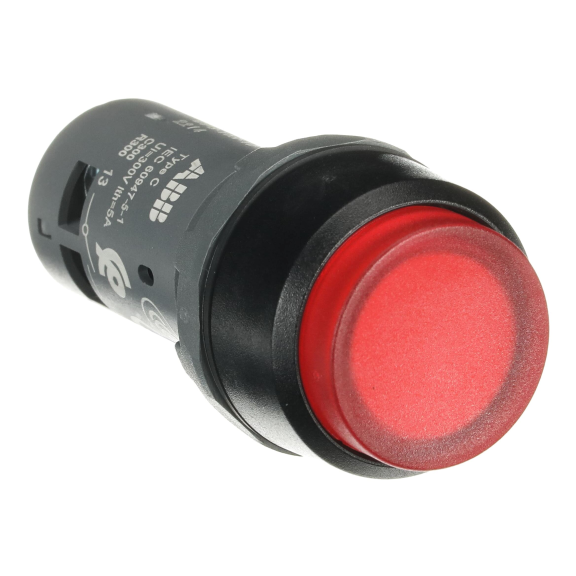 ABB 1SFA619102R1111, CP3-11R-10, Kompakt Seri, Kırmızı, Monoblok Işıklı Yaylı Çıkık Kafalı Buton, 24 Volt AC/DC, 1NA, 22mm