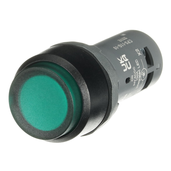 ABB 1SFA619102R1112, CP3-11G-10, Kompakt Seri, Yeşil, Monoblok Işıklı Yaylı Çıkık Kafalı Buton, 24 Volt AC/DC, 1NA, 22mm