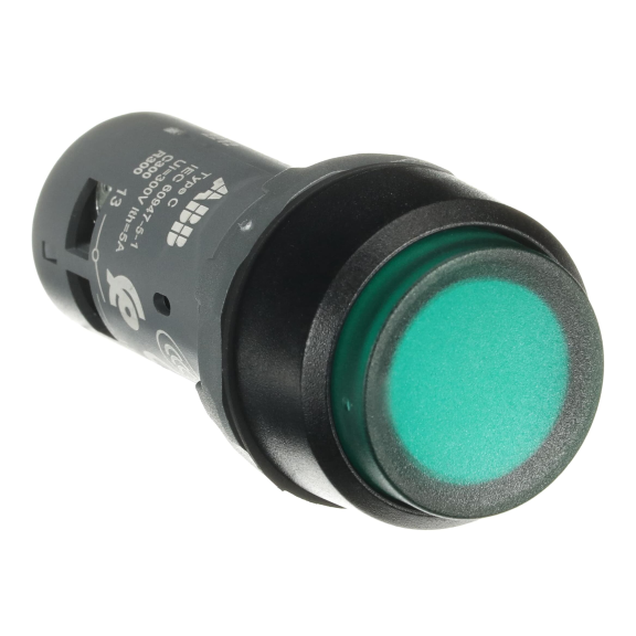 ABB 1SFA619102R1112, CP3-11G-10, Kompakt Seri, Yeşil, Monoblok Işıklı Yaylı Çıkık Kafalı Buton, 24 Volt AC/DC, 1NA, 22mm