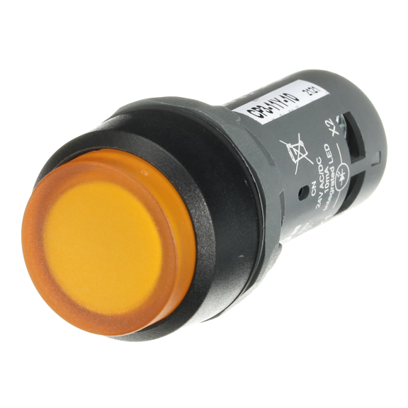 ABB 1SFA619102R1113, CP3-11Y-10, Kompakt Seri, Sarı, Monoblok Işıklı Yaylı Çıkık Kafalı Buton, 24 Volt AC/DC, 1NA, 22mm