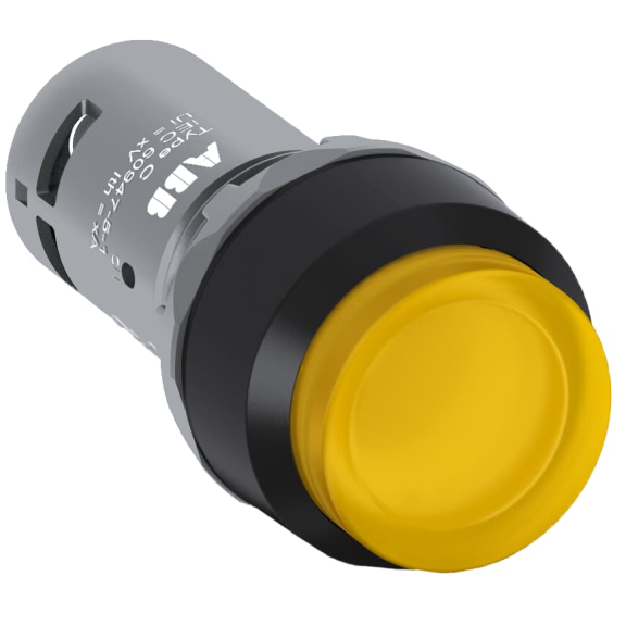 ABB 1SFA619102R1313, CP3-13Y-10, Kompakt Seri, Sarı, Monoblok Işıklı Yaylı Çıkık Kafalı Buton, 230 Volt AC/DC, 1NA, 22mm