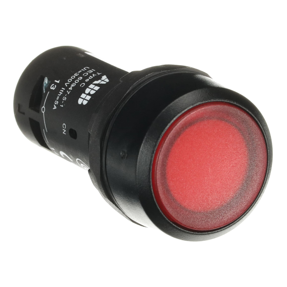 ABB 1SFA619103R1111, CP4-11R-10, Kompakt Seri, Kırmızı, Monoblok Işıklı Kalıcı Çıkık Kafalı Buton, 24 Volt AC/DC, 1NA, 22mm