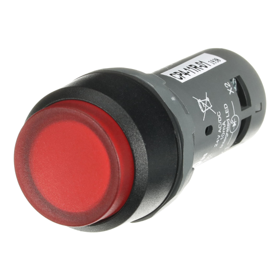 ABB 1SFA619103R1141, CP4-11R-01, Kompakt Seri, Kırmızı, Monoblok Işıklı Kalıcı Çıkık Kafalı Buton, 24 Volt AC/DC, 1NK, 22mm
