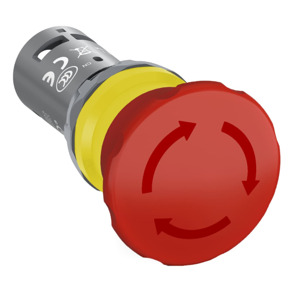 ABB 1SFA619550R1041, CE4T-10R-01, Kompakt Seri, Kırmızı, 40mm Mantar Kafalı Monoblok Acil Stop Butonu, 1NK, 22mm