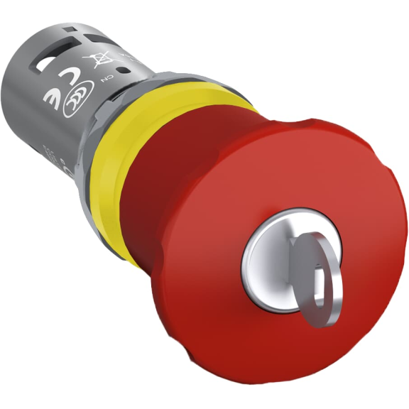 ABB 1SFA619552R1051, CE4K1-10R-02, Kompakt Seri, Kırmızı, 40mm Mantar Kafalı Kilitli Monoblok Acil Stop Butonu, 2NK, 22mm