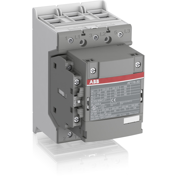 ABB 1SFL427001R1311, AF116-30-11, AF Serisi, 116 Amper, 55 kW, 3 Kutuplu, Kontaktör, 100-250 Volt AC/DC, 1NA+1NK