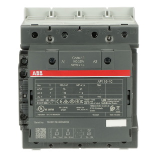 ABB 1SFL447101R1311, AF140-40-11, AF Serisi, 140 Amper AC-3, 200 Amper AC-1, 4 Kutuplu, Kontaktör, 100-250 Volt AC/DC, 1NA+1NK