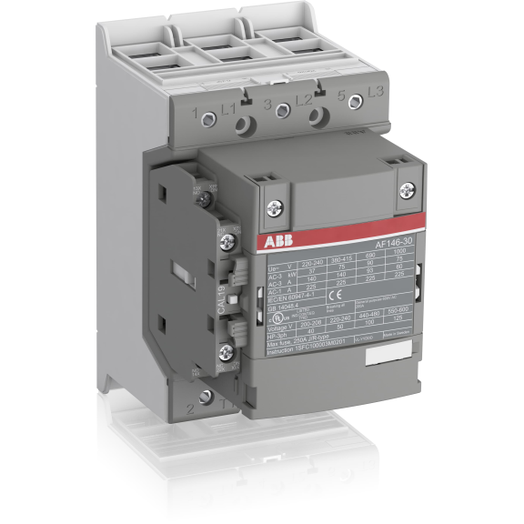 ABB 1SFL467001R1111, AF146-30-11, AF Serisi, 146 Amper, 75 kW, 3 Kutuplu, Kontaktör, 24-60 Volt AC/DC, 1NA+1NK