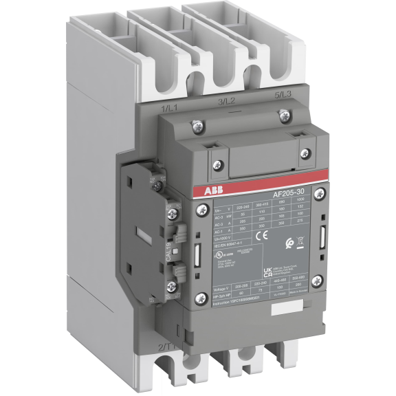 ABB 1SFL527002R1311, AF205-30-11, AF Serisi, 205 Amper, 110 kW, 3 Kutuplu, Kontaktör, 100-250 Volt AC/DC, 1NA+1NK