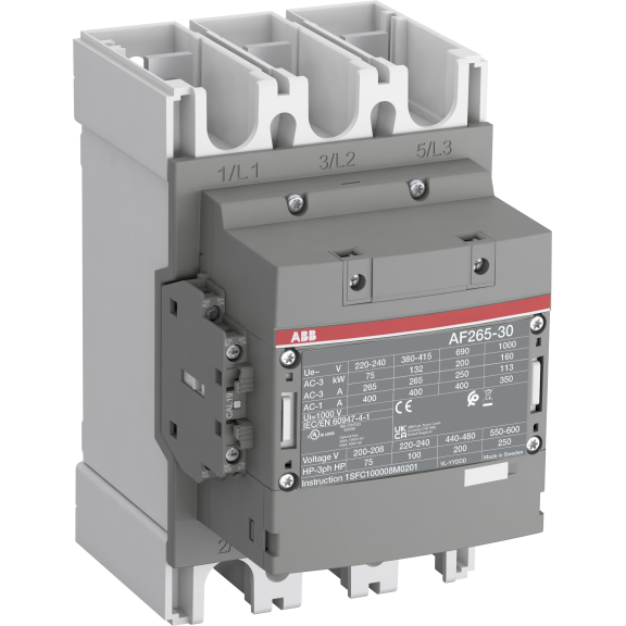 ABB 1SFL547002R1111, AF265-30-11, AF Serisi, 265 Amper, 140 kW, 3 Kutuplu, Kontaktör, 24-60 Volt AC/DC, 1NA+1NK