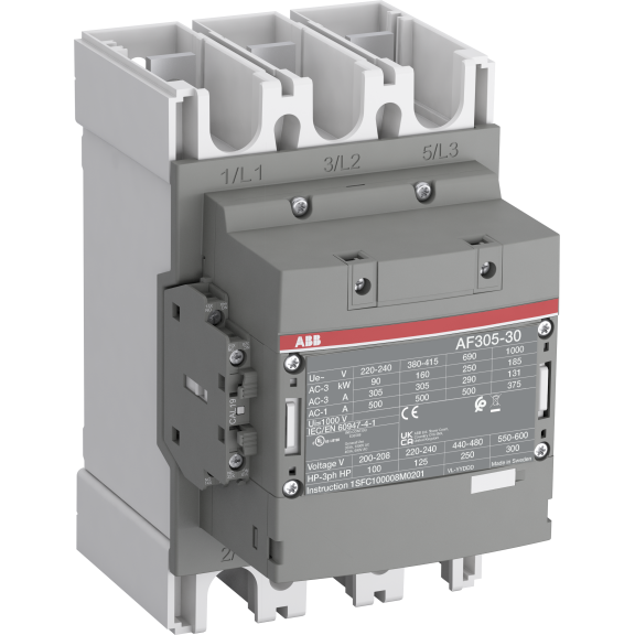 ABB 1SFL587002R1111, AF305-30-11, AF Serisi, 305 Amper, 160 kW, 3 Kutuplu, Kontaktör, 24-60 Volt AC/DC, 1NA+1NK